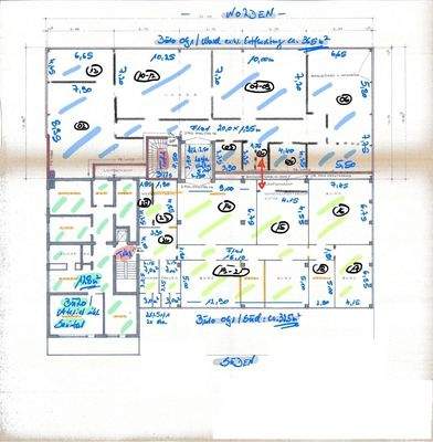 bearbeiteter bemaßte Grundriss Büro 1. OG aktuell
