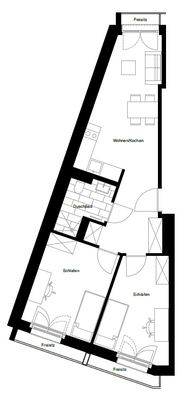 Grundriss Wohnungstyp 2er WG
