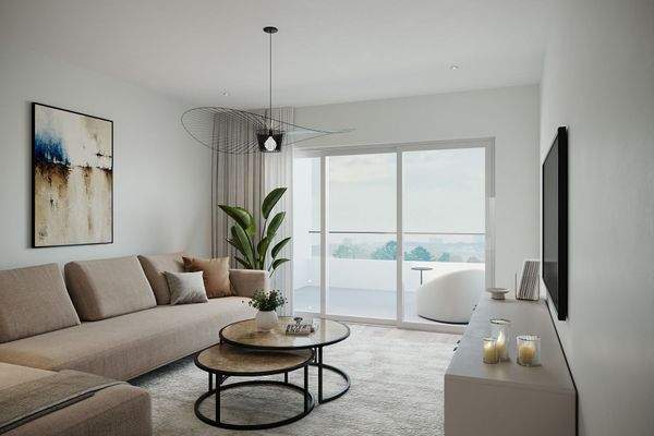 Möblierungsbeispiel Wohnbereich mit Zugang zum Balkon