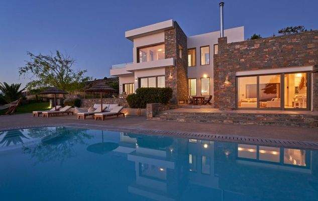 Kreta, Schisma Eloundas: Exklusive Villa mit Meer- und Sonnenuntergangsblick zu verkaufen