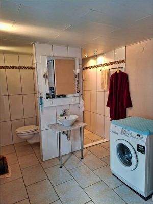 Badehaus mit Dusche, WC und Sauna