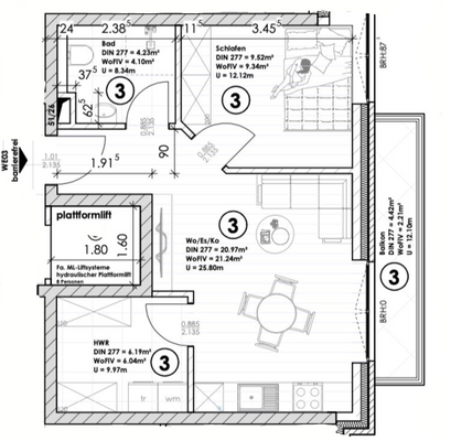 Grundriss Wohnung 3