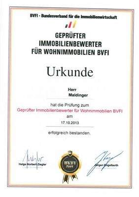 Urkunde Immobilienbewerter