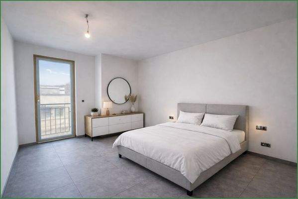 Schlafzimmer möbliert - KI generiert