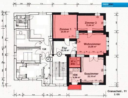 Grundriss der Wohnräume