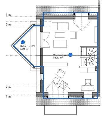 Wohnung Nr 5, obere Etage mit Westbalkon