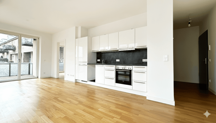 Moderne Küche mit Wohnbereich