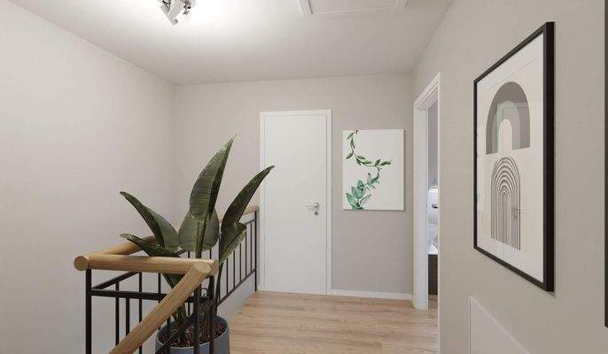 Heller und freundlicher Flur im Dachgeschoss