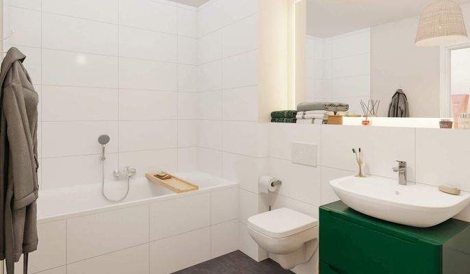 Zweites Badezimmer mit Badewanne