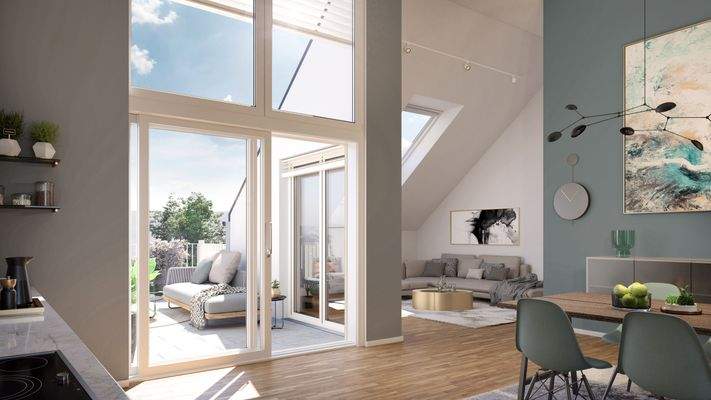 Loftige Dachgeschosswohnung mit Panoramablick