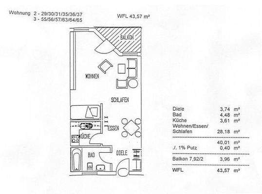Grundriss Wohnung 63