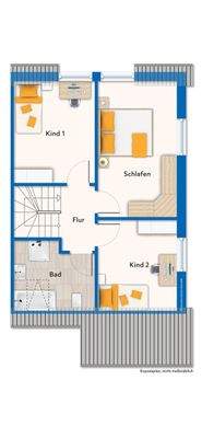 Obergeschoss mit Mustermöblierung
