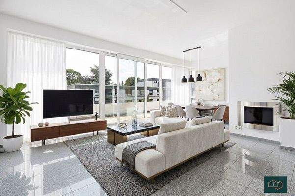 Offener Wohnraum visualisiert mit KI