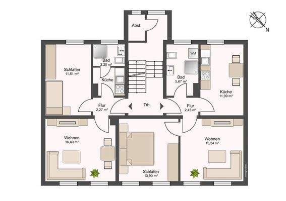 Grundriss 1. + 2. OG