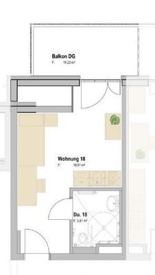 Grundrissplan Wohnung 18/Dachgeschoss