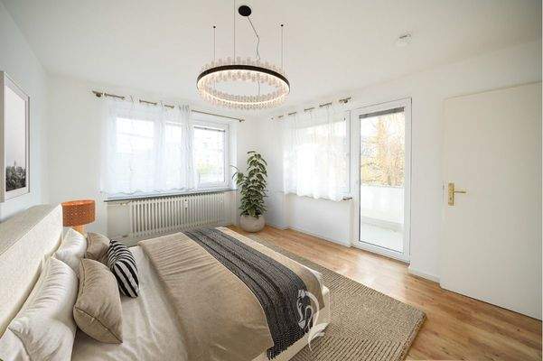 Visualisierung-Schlafzimmer mit Zugang zum Balkon