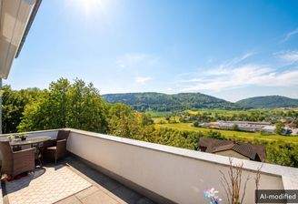 ...mit Zugang zum großen Balkon mit herrlicher Aussicht