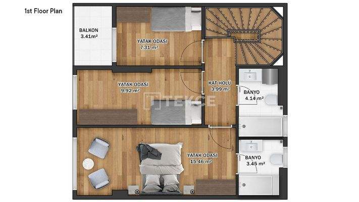 Spacious 5-Bedroom Villas with Pool and Garden in Samanlı