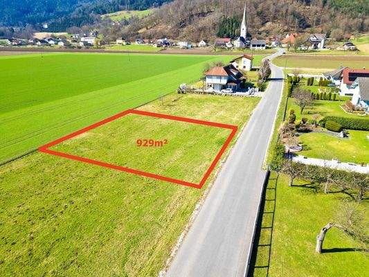 Luftbild mit eingezeichnetem Grundstück