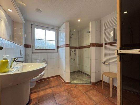 Tageslicht-Duschbad mit Sauna im Erdgeschoss