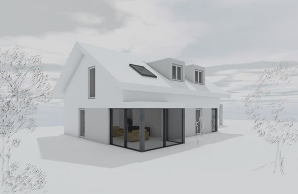 Rendering genehmigtes Einfamilienhaus