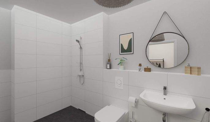 Visualisierung des Badezimmers der Eigentumswohnung