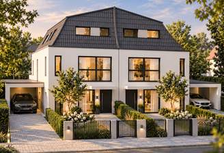 Moderne Duplexvilla bei Sonnenuntergang