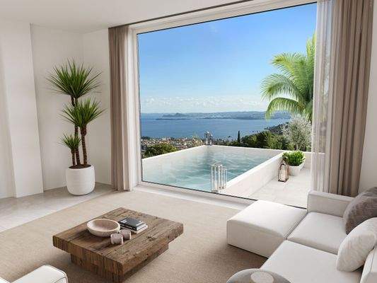 Wohnzimmer mit Blick auf den Gardasee