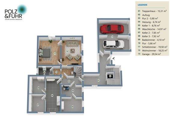 3D-Grundriss Kellergeschoss