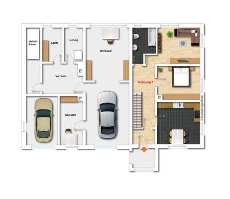 Grundriss EG (nicht maßstabsgetreu - kann vom Original abweichen)