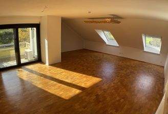 Großer Wohn-/Essbereich mit Zugang zum Balkon