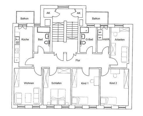Grundriss 1.+2.Obergeschoß Zusammenlegung