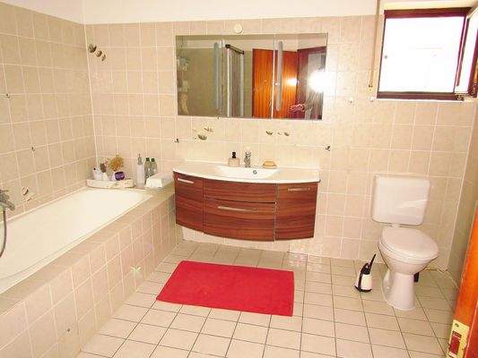 Tageslichtbad mit Wanne und Dusche