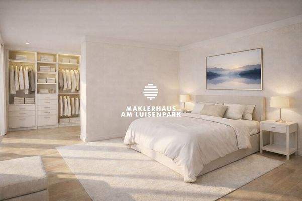 Helles Schlafzimmer mit begehbarem Kleiderschrank Whg. 3 OG