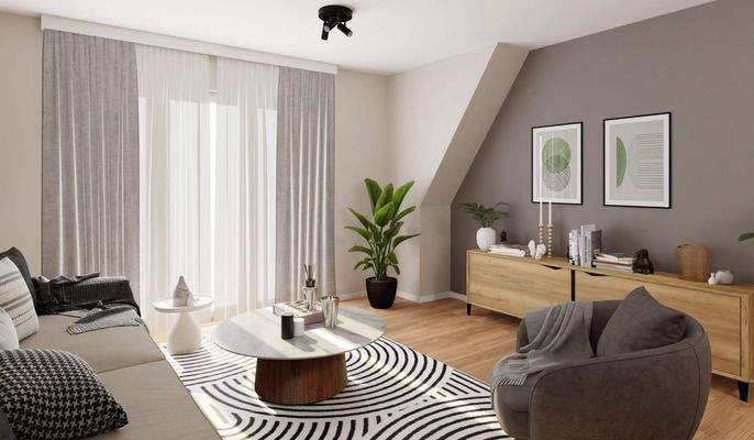 Heller Wohnbereich dank bodentiefer Fenster