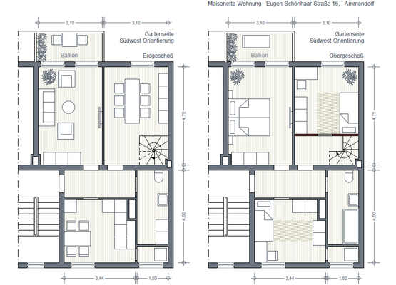 Beispielgrundriss Maisonette-Wohnung