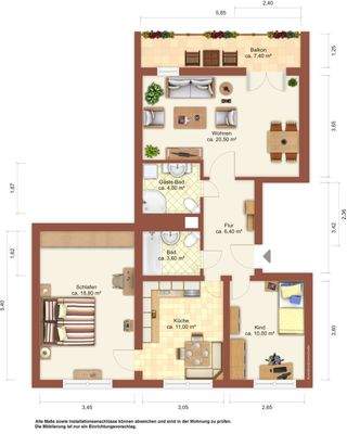 Grundriss Möblierungsvorschlag