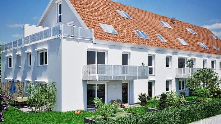 Gartenansicht Südost (Wohnbeispiel, Visualisierung)