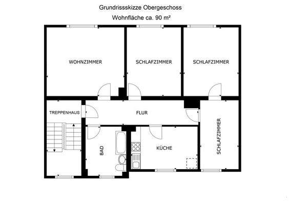 Grundrissskizze Obergeschoss unbemaßt