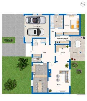 Erdgeschoss mit Mustermöblierung
