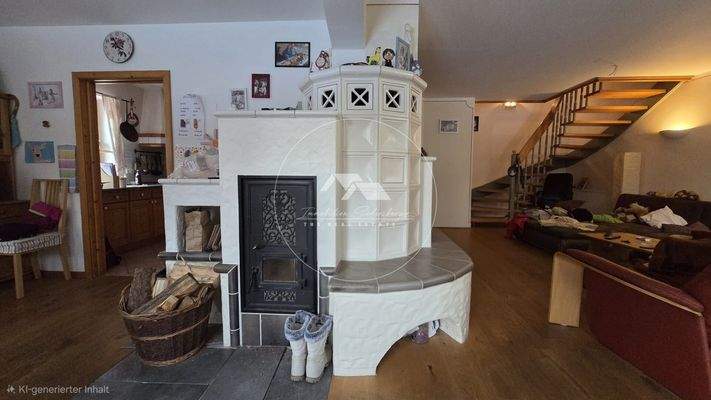 Kachelofen im Wohnzimmer