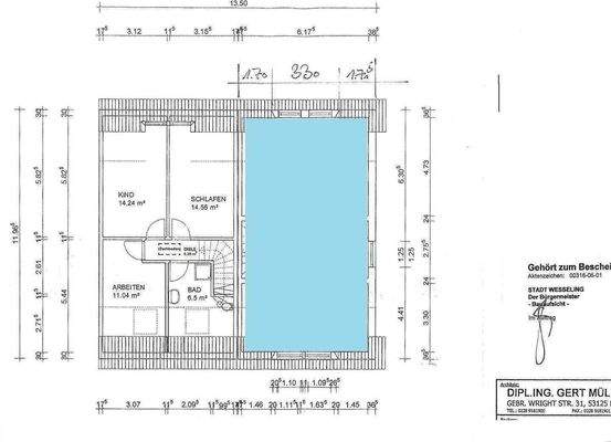 Grundriss OG +++Objekt DHH links -XIV- in Wesselin