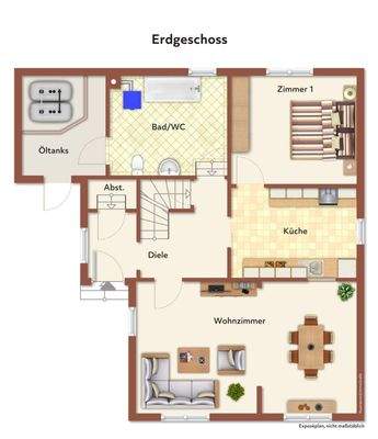 Grundriss EG mit beispielhafter Möblierung