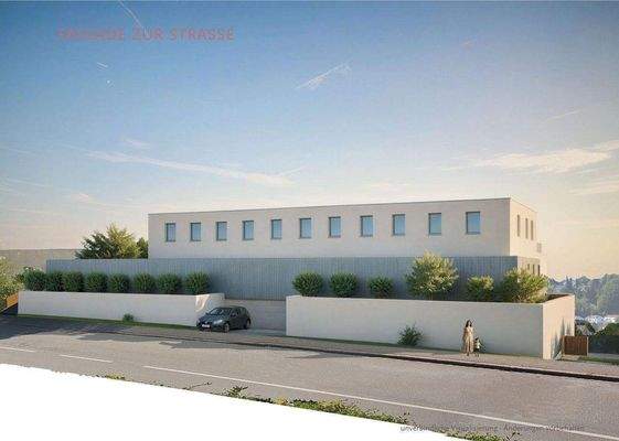 Ansicht von der Straße - mittig ist die Einfahrt i