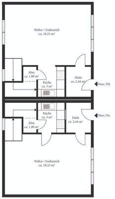 Grundriss Erdgeschoss beide Häuser