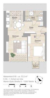 Grundriss farbig / möbliert