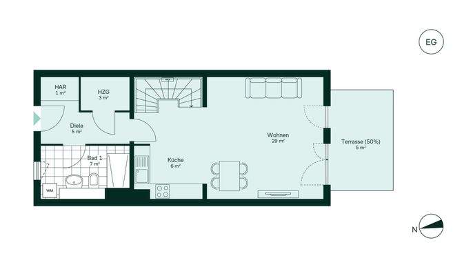 Offener und großzügiger Wohnbereich im Erdgeschoss