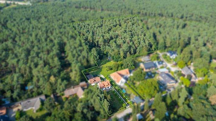 Anwesen Luftaufnahme mit Markierungen
