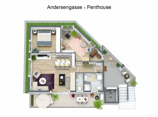 3D Floor Plan - Andersengasse Penthouse Top 6