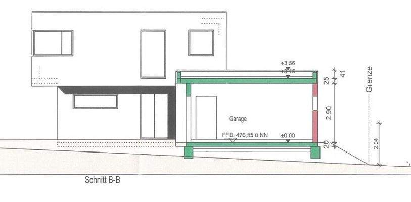 Schnitt II mögliche Bebauung Wohnhaus